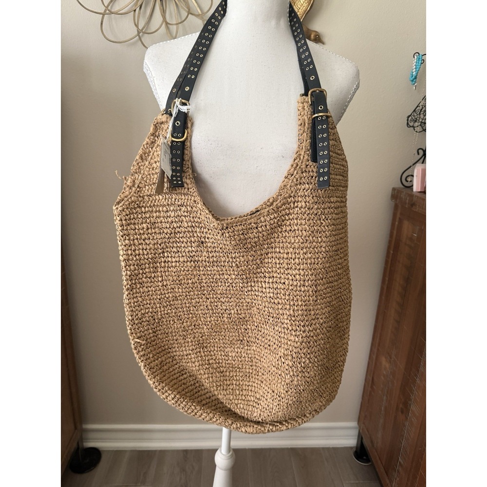 Madewell Straw Grommet Slouch Tote Natural Multi Raffia Bag NWT $168 Flaw - Picture 6 of 14
